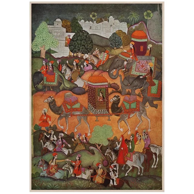 Rare 1950 Princess Voyaging in a Palanquin, First Edition Gold Leaf Parisian Lithograph For Sale - Image 11 of 11