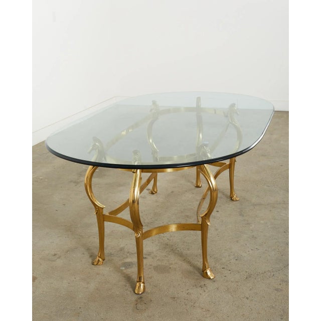 Brass Maison Jansen Style Hollywood Regency Brass Oval Dining Table For Sale - Image 8 of 12