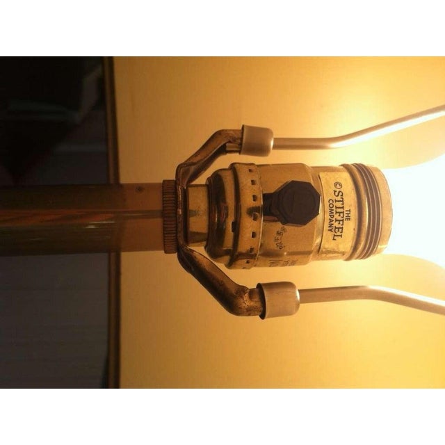 Mid 20th Century A bespoken Stiffel brass lamp with a lotus design base For Sale - Image 5 of 8