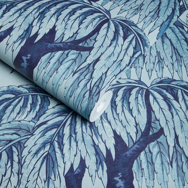 English House of Hackney Babylon Wallpaper - Celestial Blue, Sample For Sale - Image 3 of 4