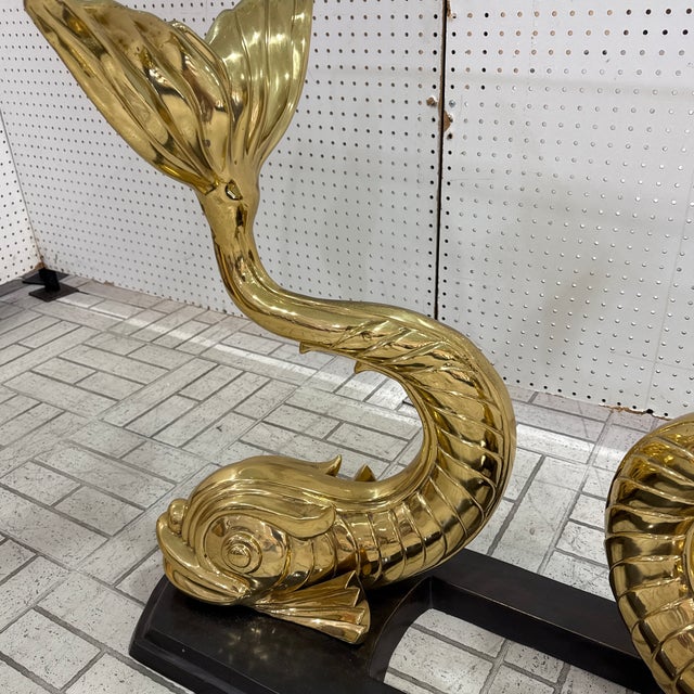 1970s Sculptural Italian Bronze Brass Koi Fish Console Table For Sale - Image 4 of 9
