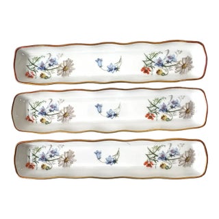 Set of 3, Mid 20th Century Limoges France Handpainted Porcelain Trinket or Jewelry Tray For Sale