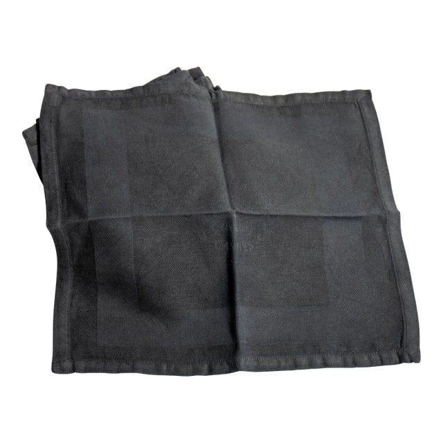 Mid 19th Century French Country Navy Blue Linen Napkin Set 6 Pieces For Sale