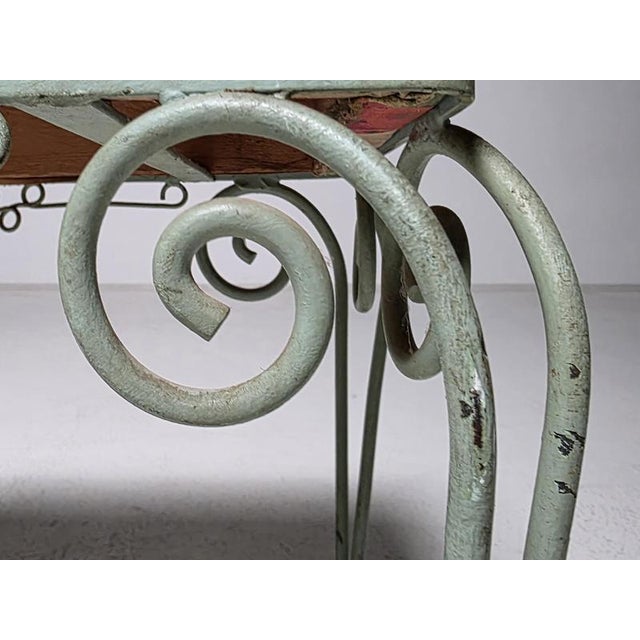 Metal Italian Wrought Iron Stools with Floral Upholstery, 1950s, Set of 2 For Sale - Image 7 of 10