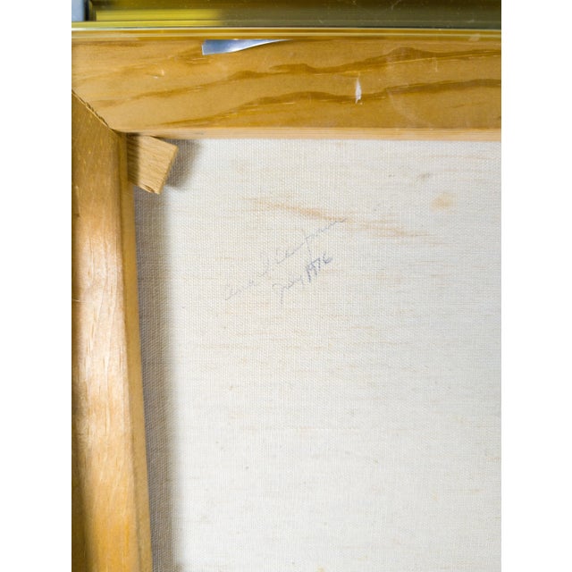 Metal Mid-Century Modern Geometric Abstract Acrylic Painting For Sale - Image 7 of 7