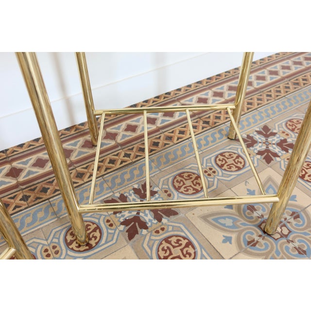 Vintage Gold-Tone Metal and Smoked Mirrored Glass Bedside Tables, 1970s, Set of 2 For Sale - Image 9 of 10