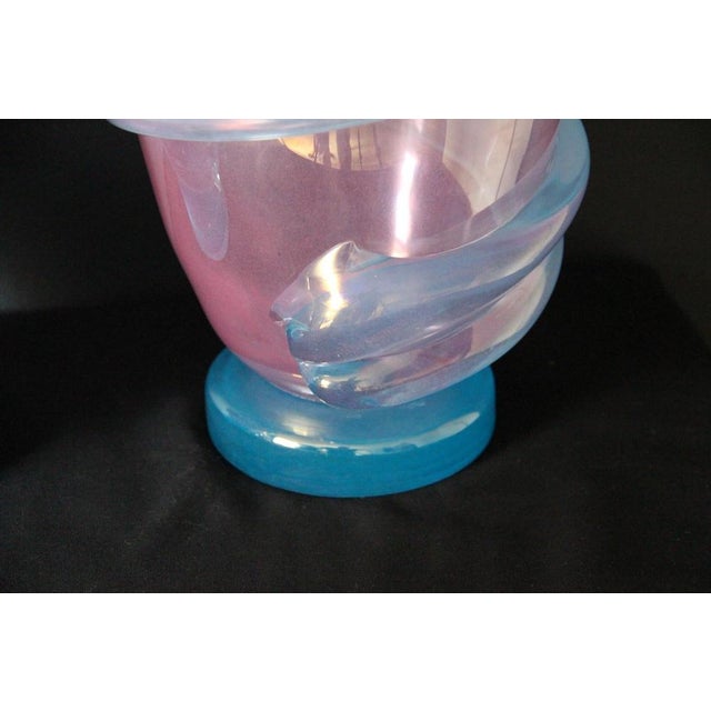 Large Pink and Iridescent Turquoise Murano Glass Vases by Gino Cenedese, 1980s, Set of 2 For Sale - Image 8 of 18