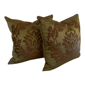 Silk Damask Accent Pillows - A Pair