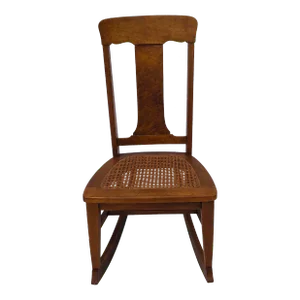 Vintage Solid Wood , Cane Seat Child's Rocking Chair