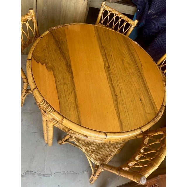 Nautical 20th Century Bamboo Table & Chairs For Sale - Image 3 of 8