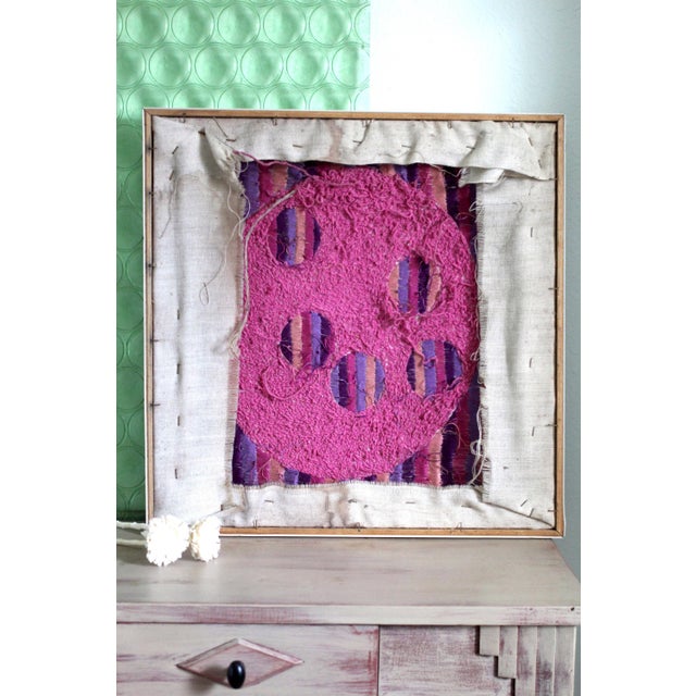 Purple 1970s Purple Fiber Textile Art, Framed For Sale - Image 8 of 11