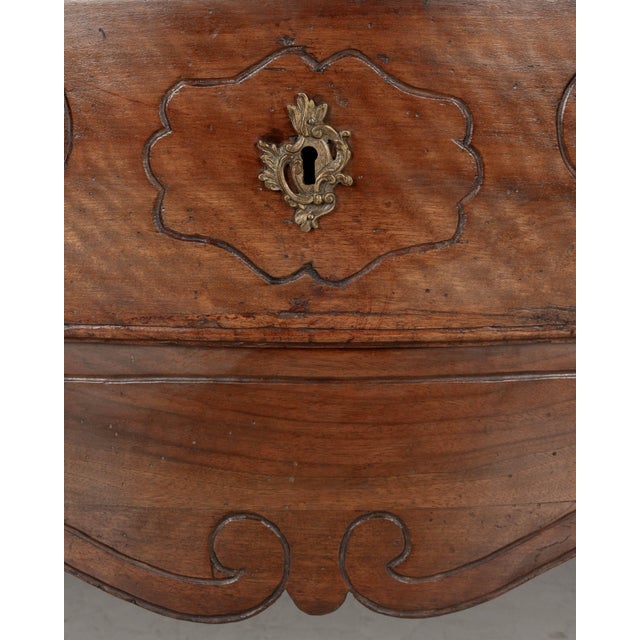 Italian Louis XV Walnut Commode, Hand-Carved With Bronze Hardware For Sale - Image 10 of 14