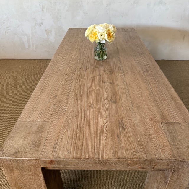 Beam Style Reclaimed 96” Pine Dining Table in Natural Fininsh For Sale - Image 4 of 10