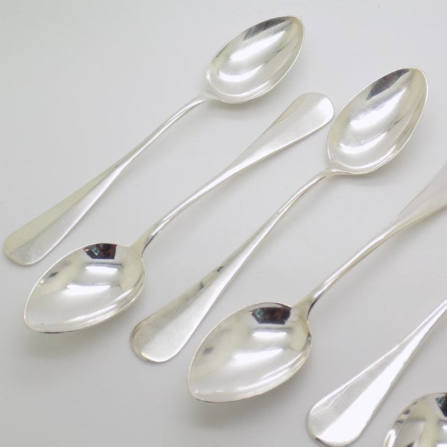 Vintage Italian Handmade Genuine Silver Sugar Spoons, 1970s, Set of 6 For Sale - Image 3 of 15