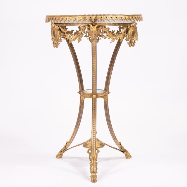 Late 19th-Century French Louis XVI-Revival Ormolu Sèvres-Style Porcelain Ornamental Guéridon For Sale - Image 4 of 18