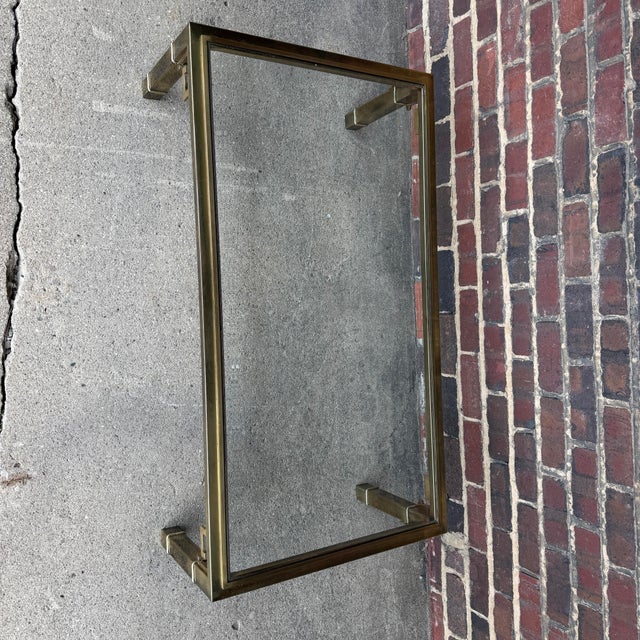 Metal Mastercraft Greek Key Brass and Glass Coffee Table Rectangle For Sale - Image 7 of 7