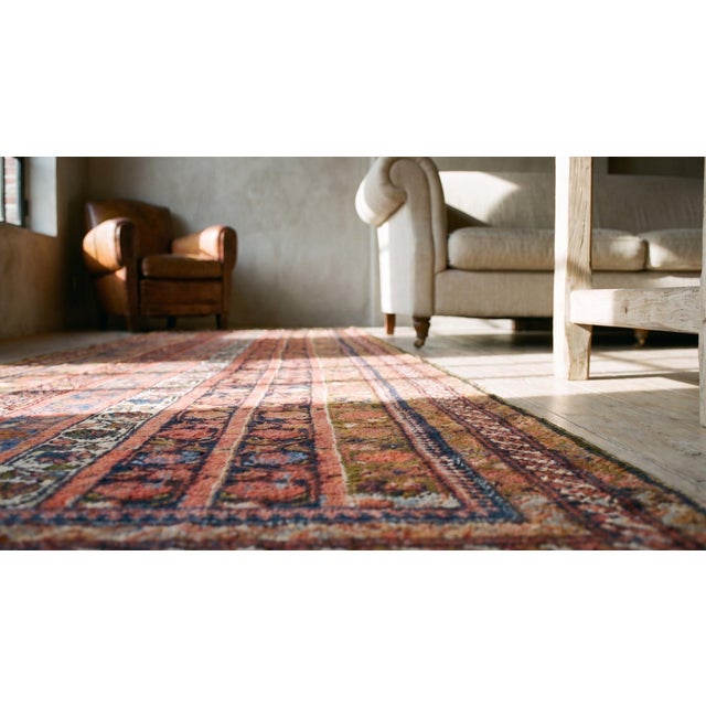 Textile 1900s Multicolor Geometric Handknotted Antique Persian Kurdish Runner Rug '5" X 11'8" Wool Carpet For Sale - Image 7 of 7