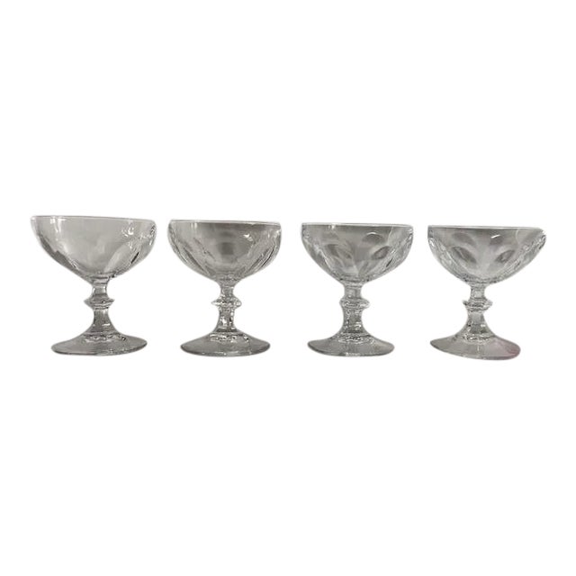 Vintage Clear Teardrop Old Fashion Champagne Glasses S/4 For Sale