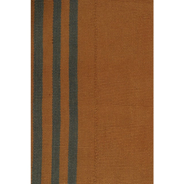 2010s Rug & Kilim’s Textural Modern Kilim in Orange With Blue Stripes For Sale - Image 5 of 8