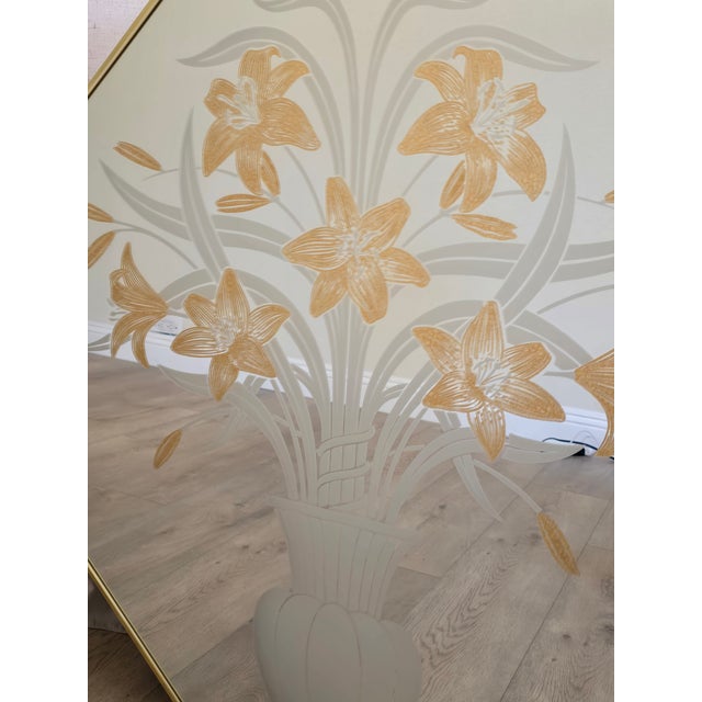 Vintage Windsor Robert Slimbach Octagon Etched Daffodils Wall Mirror Mid Century For Sale - Image 12 of 15