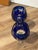 Pair of Bohemian Traube Nachtmann Cobalt Blue Cut Crystal Wine Glasses For Sale - Image 4 of 10