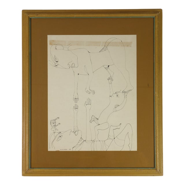 Mario Molinari, Figure, Drawing on Paper, 1969 For Sale