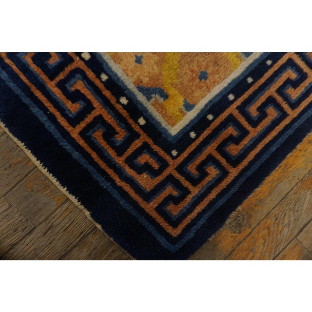 Mid 19th Century 1850s Yellow Geometric Antique Chinese Ningxia Rug 2'9" X 4'8" Handknotted Wool Carpet For Sale - Image 5 of 6