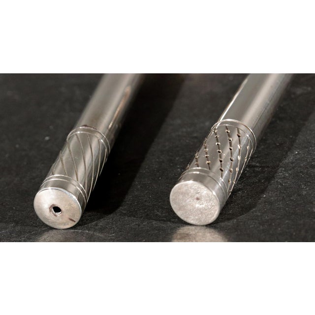 Pair of Georg Jensen Sterling Silver "Skyscraper" Salt & Pepper Shakers by Jorgen Jensen For Sale - Image 10 of 14