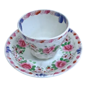 Antique Porcelain Floral Cup & Saucer