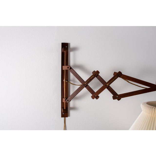 Vintage Scissor Wall Lamp with Adjustable Wooden Arm, 1970s For Sale - Image 10 of 11