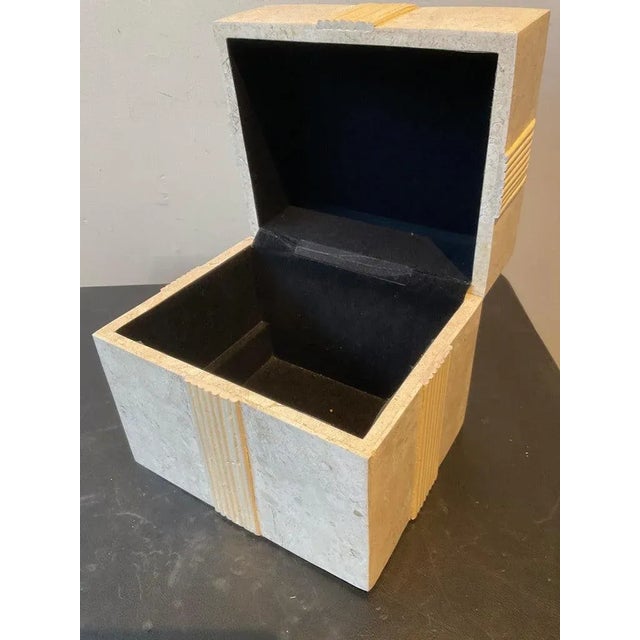 1980s Tessellated Stone Box With Wood Ribbon For Sale - Image 11 of 13