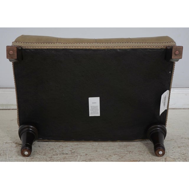 Green Tufted Leather Lounge Chair W. Ottoman For Sale - Image 18 of 18