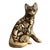 1980s Modernist Sitting Golden Cat Sculpture - Hand Painted Gilt Gold With Blue Glass Eyes For Sale