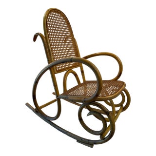 Vintage Bentwood and Cane Child’s Rocking Chair For Sale