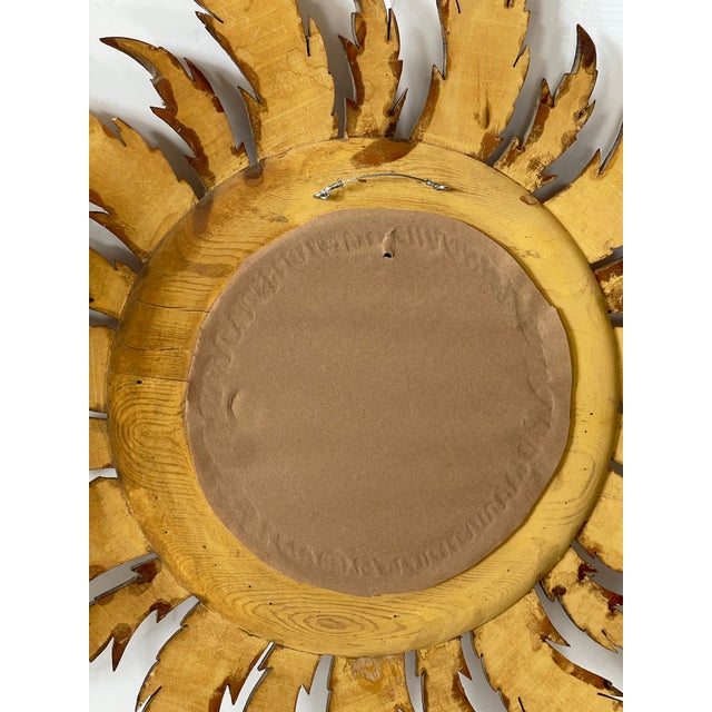French Hand-Carved Giltwood Sunburst Mirror, Hollywood Regency, 1940s For Sale - Image 15 of 16