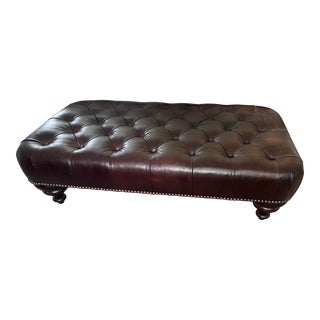 2000s George Smith Leather Tufted Ottoman For Sale