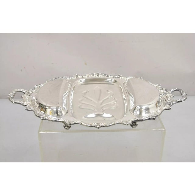 Vintage Epca Old English Silver Plate by Poole 5036 Cutlery Serving Platter Tray For Sale - Image 12 of 12