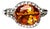 Late 20th Century 18K White Gold Orange Citrine Micro Pave Diamond Ring Band Estate, Size 7.25 For Sale