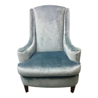Century Furniture Blue Wing Chair For Sale