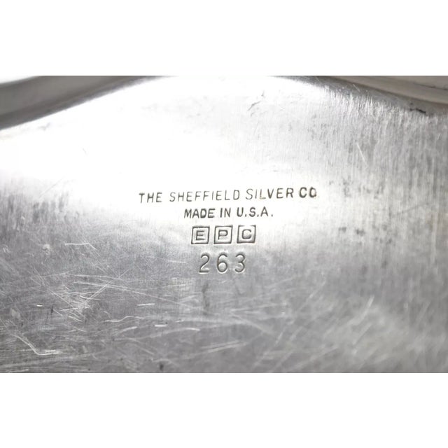 Vintage Sheffield Silver Co. Usa Victorian Silver Plated Scalloped Platter Tray For Sale - Image 9 of 10