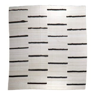 Late 20th Century White Brown Room Size Turkish Kilim For Sale