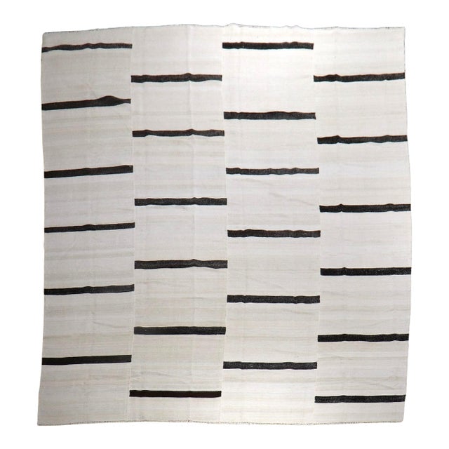 Late 20th Century White Brown Room Size Turkish Kilim For Sale