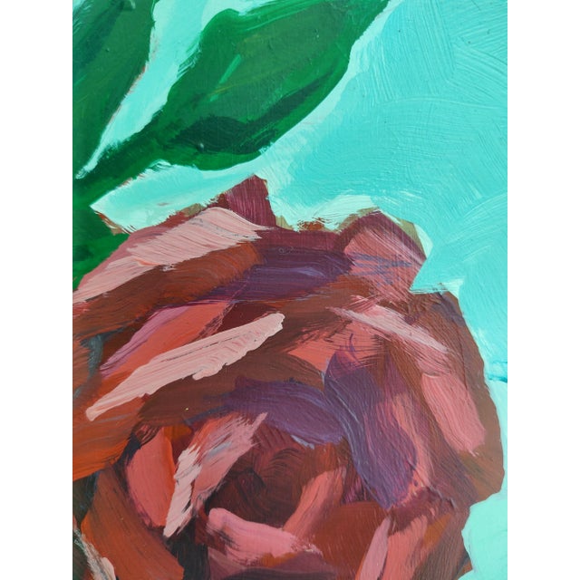 Red "Being Single" Original Floral Still Life Acrylic Painting by Linda McDonough For Sale - Image 8 of 10