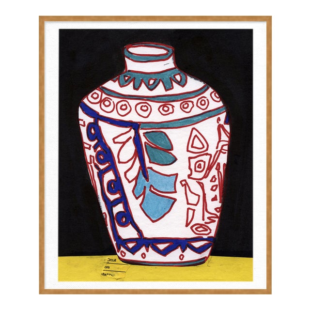 White Vase by Jelly Chen in Gold Framed Paper, Small Art Print For Sale