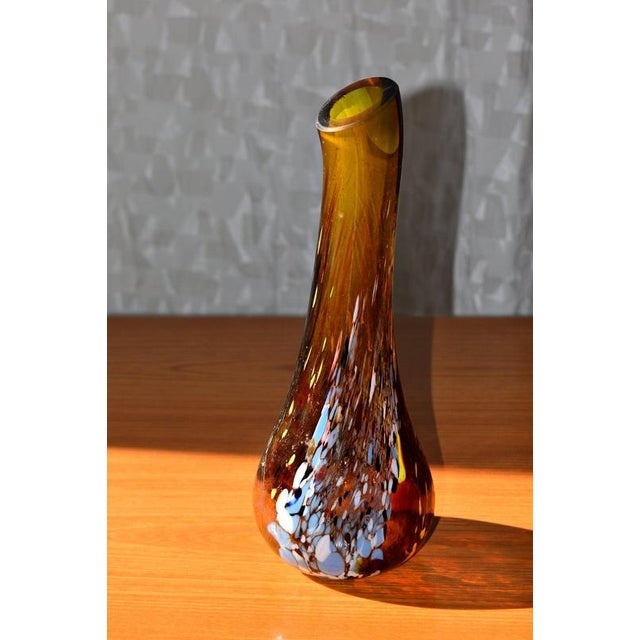 Free-Form Amber Art Glass Vase by Gyula Budveszel, Hungary, 1990s For Sale - Image 4 of 6
