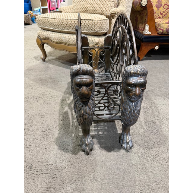 Traditional Mid 20th Century Bronze Regency Style Magazine Rack For Sale - Image 3 of 6