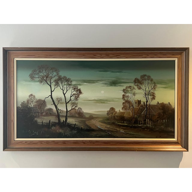 Textile Winter Trees at Village in English Countryside by 20th Century British Artist 1985 Circa For Sale - Image 7 of 13