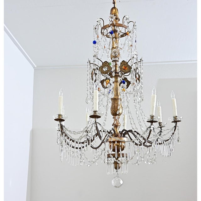 Italian 18th Century Massive Giltwood and Crystal Chandelier For Sale - Image 16 of 18