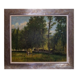 Benito Sanchez, Harvesting Hay, Oil on Canvas For Sale