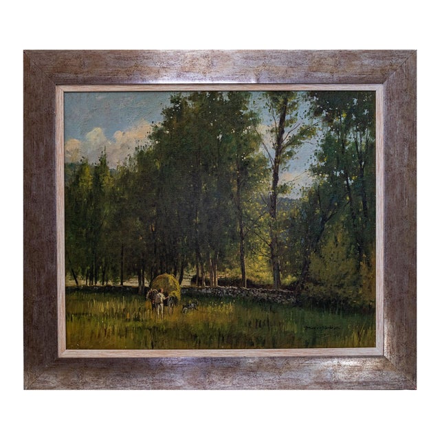 Benito Sanchez, Harvesting Hay, Oil on Canvas For Sale